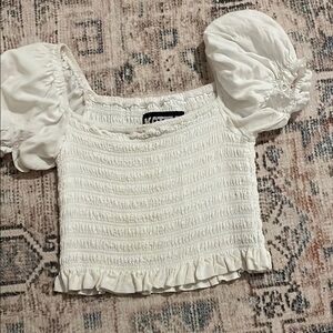 Elegant White Puff Sleeve Top